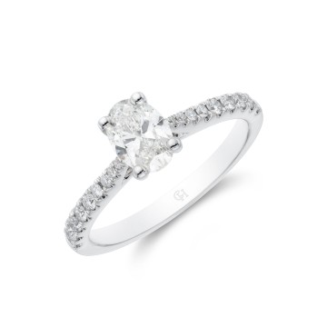 Platinum Oval Cut 0.75ct Diamond Solitaire Ring