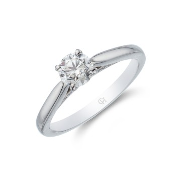 Platinum Oval Cut 0.75ct Diamond Halo Solitaire Ring 