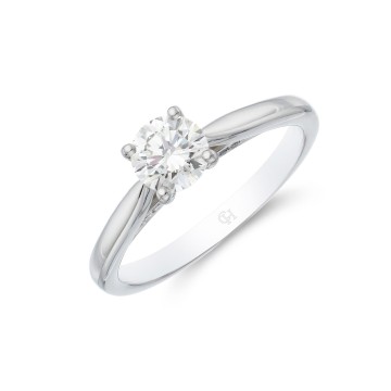 Platinum Oval Cut 0.75ct Diamond Halo Solitaire Ring 