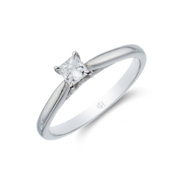 Platinum Princess Cut 0.40ct Diamond Solitaire Ring