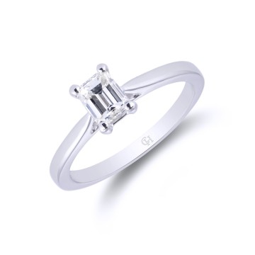 Platinum Emerald Cut 0.50ct Diamond Solitaire Ring