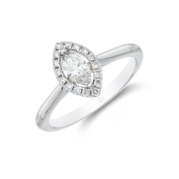 Platinum Marquise Cut 0.33ct Diamond Halo Solitaire Ring