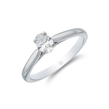 Platinum Oval Cut 0.50ct Diamond Solitaire Ring