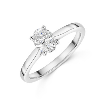 Platinum Tulip Set Oval Cut 0.75ct Diamond Solitaire Ring