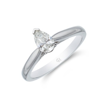 Platinum Oval Cut 0.75ct Diamond Halo Solitaire Ring 