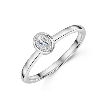 9ct White Gold Oval Cut 0.25ct Diamond Solitaire Ring