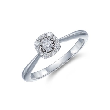 9ct White Gold Round Brilliant 0.16ct Diamond Ring