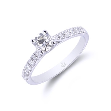 Platinum Oval Cut 0.75ct Diamond Halo Solitaire Ring 
