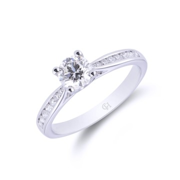 Platinum Oval Cut 0.75ct Diamond Halo Solitaire Ring 
