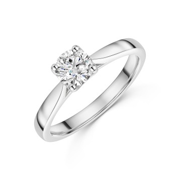 Platinum Round Brilliant U-Shape 0.75ct Diamond Solitaire Ring