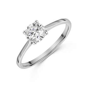 Platinum Round Brilliant V-Shape 0.75ct Diamond Solitaire Ring