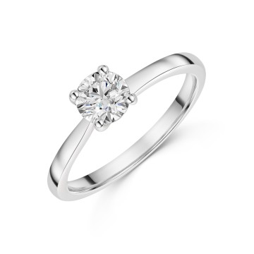 Platinum Round Brilliant 0.50ct Diamond Sweeping Solitaire Ring