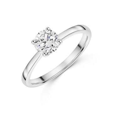 Platinum 0.75ct Round Brilliant Diamond Sweeping Solitaire Ring