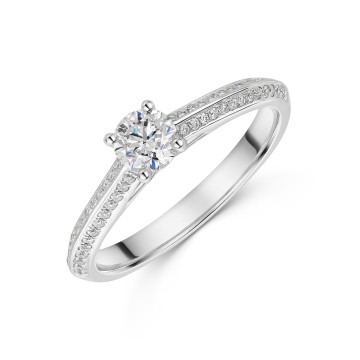 Platinum Round Brilliant 0.40ct Knife Edge Diamond Solitaire Ring