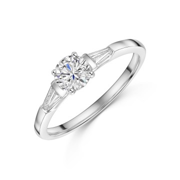 Platinum Round Brilliant 0.50ct Diamond Solitaire Ring with Tapered Shoulders