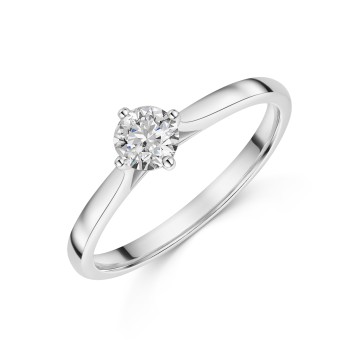 Platinum Round Brilliant 0.40ct Compass Set Diamond Solitaire Ring