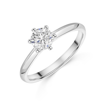 Platinum 6 Claw Tulip Set Round Brilliant 0.75ct Diamond Solitaire Ring