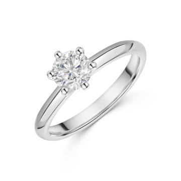 Platinum Round Brilliant 0.33ct Diamond 6 Claw Tulip Set Solitaire Ring
