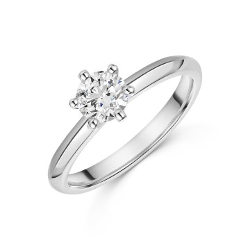 Platinum Round Brilliant 0.60ct Diamond Tulip Set 6 Claw Solitaire Ring