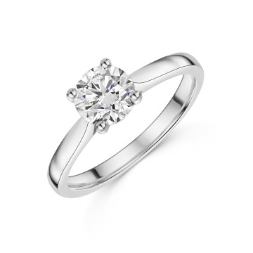 Platinum Round Brilliant 1.00ct V-Shape Solitaire Ring