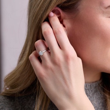 Platinum Round Brilliant 1.50ct Diamond Tulip Set Solitaire Ring