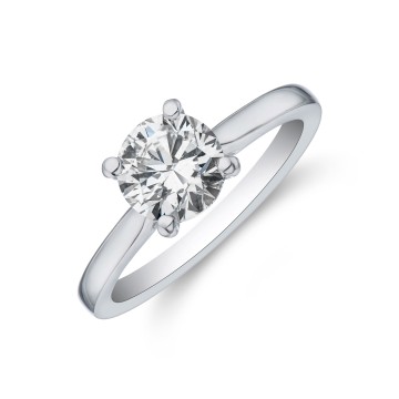 Platinum Round Brilliant 1.50ct Diamond Tulip Set Solitaire Ring