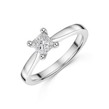 Platinum 0.50ct Princess Cut Diamond Solitaire Ring
