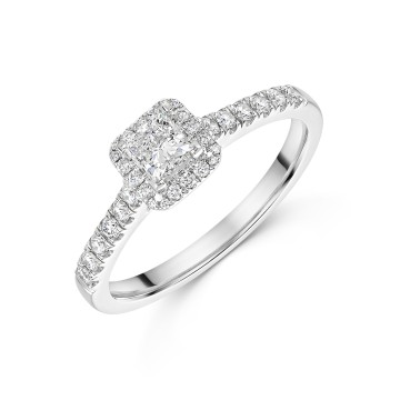 Platinum Princess Cut 0.33ct Diamond Solitaire Ring with Claw Set Shoulders