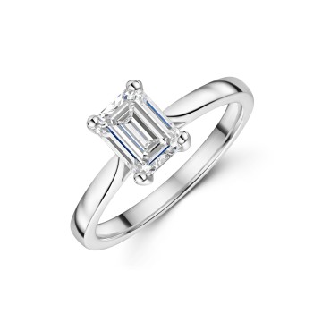 Platinum 1.50ct Emerald Diamond Solitaire Ring