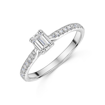 Platinum Emerald Cut 0.33ct Diamond Solitaire Ring