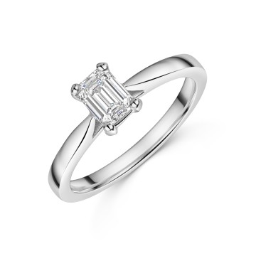 Platinum 0.50ct Emerald Cut Diamond Solitaire Ring