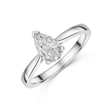 Platinum Pear Cut 1.00ct Diamond Solitaire Ring