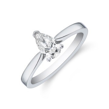 Platinum 0.50ct Pear Cut Diamond Solitaire Ring