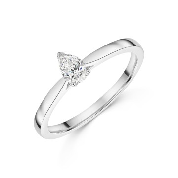 Platinum 0.33ct Pear Cut Diamond Solitaire Ring