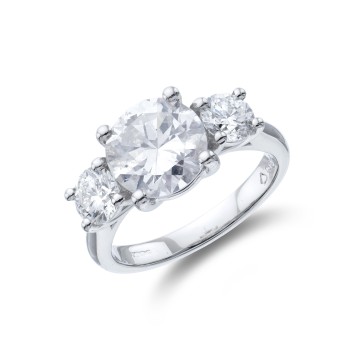 Platinum Brilliant Cut 3.85ct Diamond Three Stone Ring