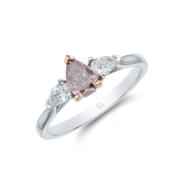 Platinum Pear Cut 1.35ct Diamond Three Stone Ring
