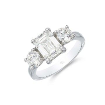 Platinum Baguette and Brilliant Cut 2.50ct Diamond Halo Ring