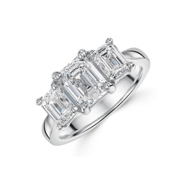 Platinum Emerald Cut 3.00ct Diamond Three Stone Ring