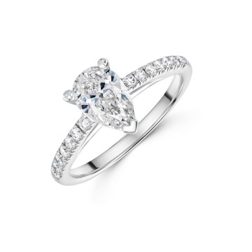 Platinum Pear Cut 1.00ct Diamond Solitaire Ring