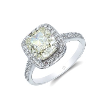 Platinum Cushion Cut 3.70ct Diamond Solitaire Ring