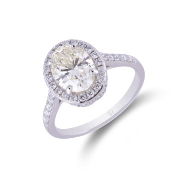 Platinum Emerald Cut 1.40ct Diamond Halo Ring