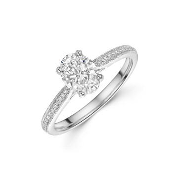 Platinum 1.00ct Oval Diamond Shoulders Ring