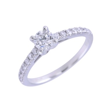 Platinum Round Brilliant Diamond 4claw Ring