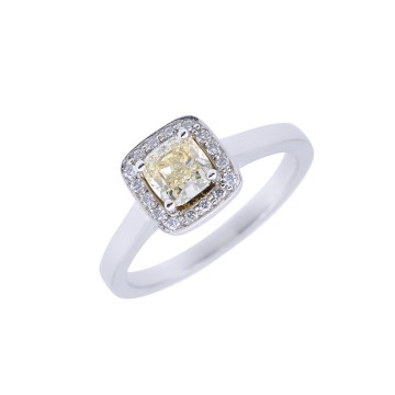 Platinum Cushion Cut 0.75ct Diamond Halo Ring