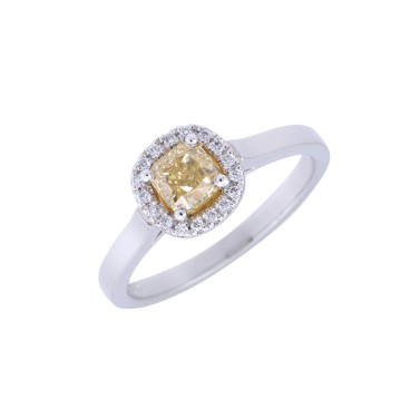 Platinum Cushion Cut 0.90ct Diamond Halo Ring