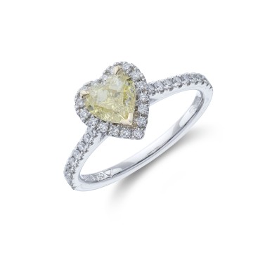 Platinum Heart Cut 1.60ct Diamond Halo Ring