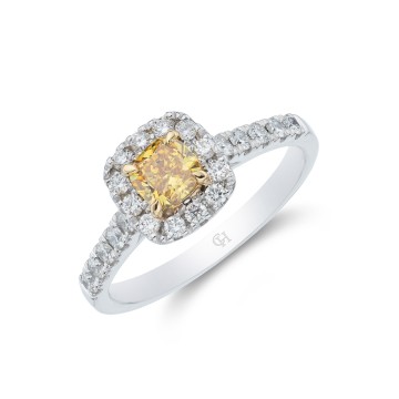 Platinum Cushion Cut 1.15ct Diamond Halo Ring