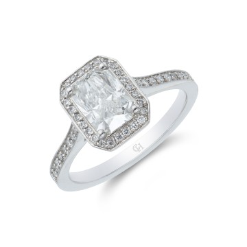 Platinum Radiant Cut 1.75ct Diamond Halo Ring