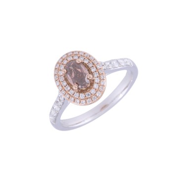 18ct 2 Colour Gold Brilliant Cut 1.20ct Diamond Double Halo Ring