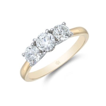 18ct Yellow Gold Brilliant Cut 1.00ct Diamond Three Stone Ring